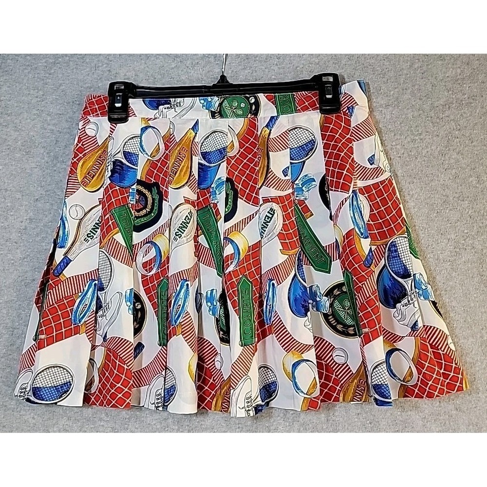 TAIL Vtg Tennis Skirt Sz 12 Status Print Pleated Mini Athletic Pickleball USA
